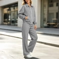 thumbnail image 5 of Jerdar Womens 2 Piece Sweat Sets Collared Zip Jacket Wide Leg Sweatpants Oversized Side Pockets Spring Fall Airport Travel Outfits L, 5 of 9