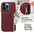 thumbnail image 2 of SaniMore RFID Blocking Wallet Case for iPhone 12 Pro Max, Crossbody Zipper Purse Case for Women/Girls, Wrist Strap PU Leather Card Holder Kickstand Cover for Apple iPhone 12 Pro Max, Winered, 2 of 9
