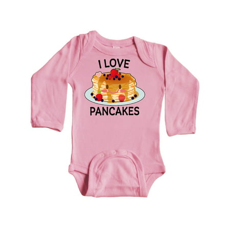 

Inktastic I Love Pancakes with Cute Stack of Pancakes Gift Baby Boy or Baby Girl Long Sleeve Bodysuit