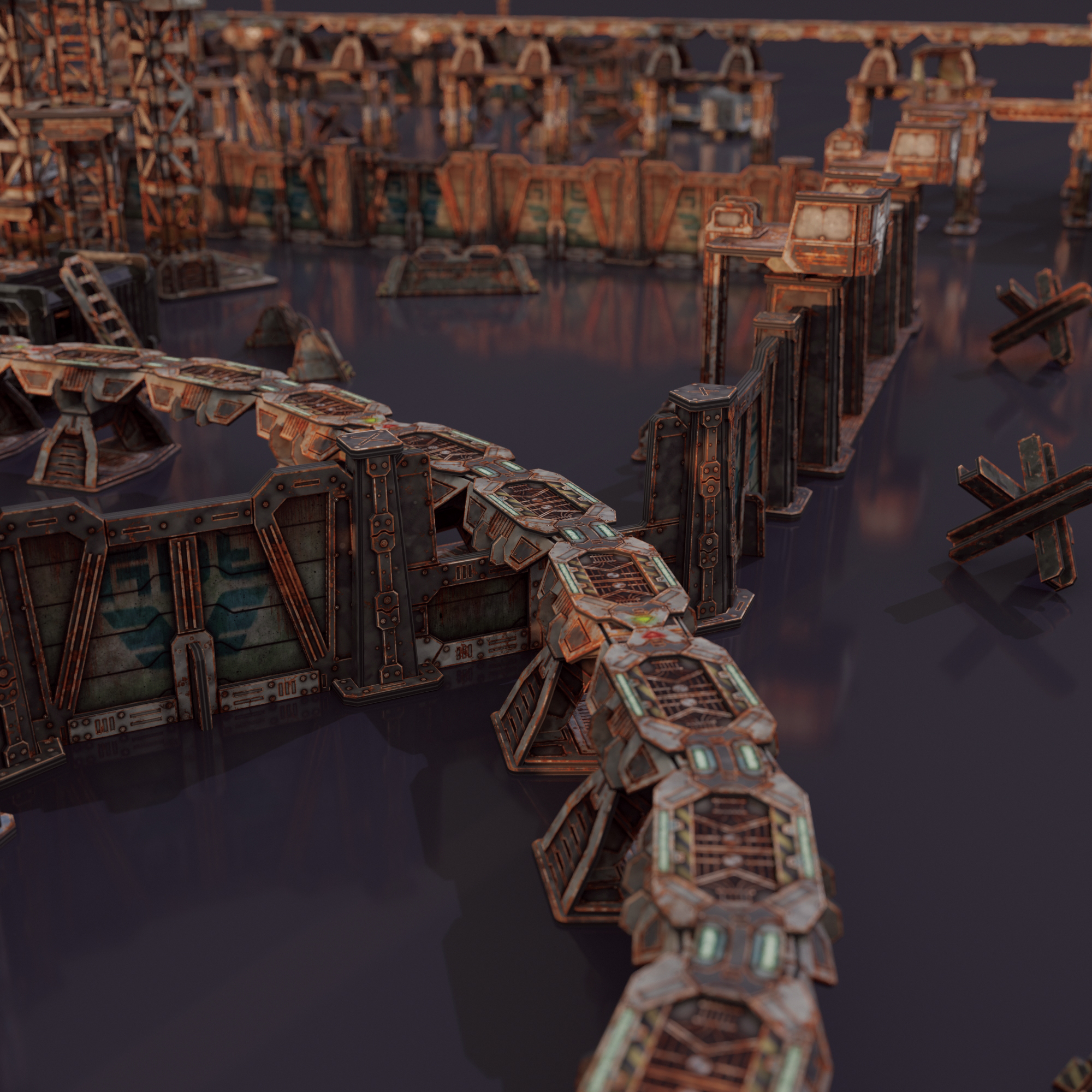 TinkerTurf Sci-Fi Terrain: MagLev Rail Starter - Abandoned Theme