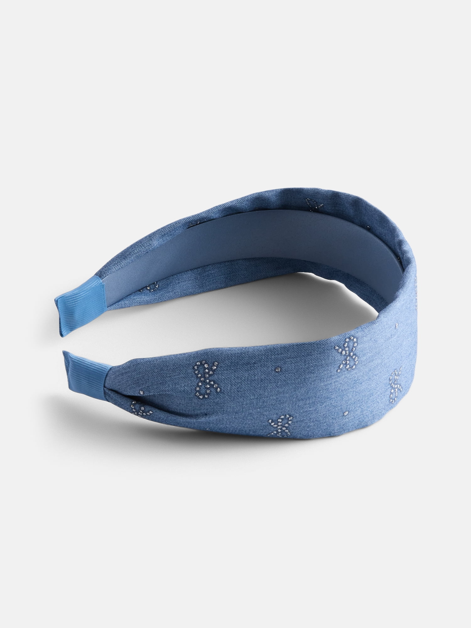 No Boundaries Glitter Bow Print Headband, Women's, Blue