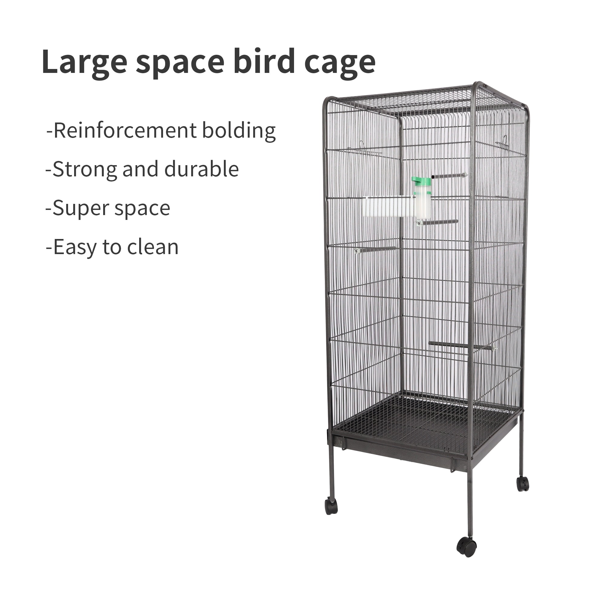 Pefilos 57" Bird Cage for Parakeets, Green Cheek Conures, Pigeons, Indoor Bird Aviaries with Rolling Stand, Metal Bird Aviaries Bird's Nest, Gray Pefilos 57" Bird Cage for Parakeets, Green Cheek Conures, Pigeons, Indoor Bird Aviaries with Rolling Stand, Metal Bird Aviaries Bird's Nest, Gray