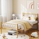 thumbnail image 1 of Yeshouse estructura de cama individual de metal con cabecero y piecero de diseño de corazón, plataforma con listones resistentes, espacio de almacenamiento bajo la cama, no requiere somier, 1 of 6