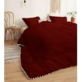 thumbnail image 3 of DNG Creations 5 Piece White Pom Pom Duvet Cover with Zipper Closure, 100% Egyptian Cotton, 800 Thread Cotton ( Oversized Queen - Solid Burgundy ), 3 of 4