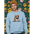 thumbnail image 2 of Color Corgi Peeking Sweatshirt Men -Image by Shutterstock, Male 3X-Large, 2 of 4