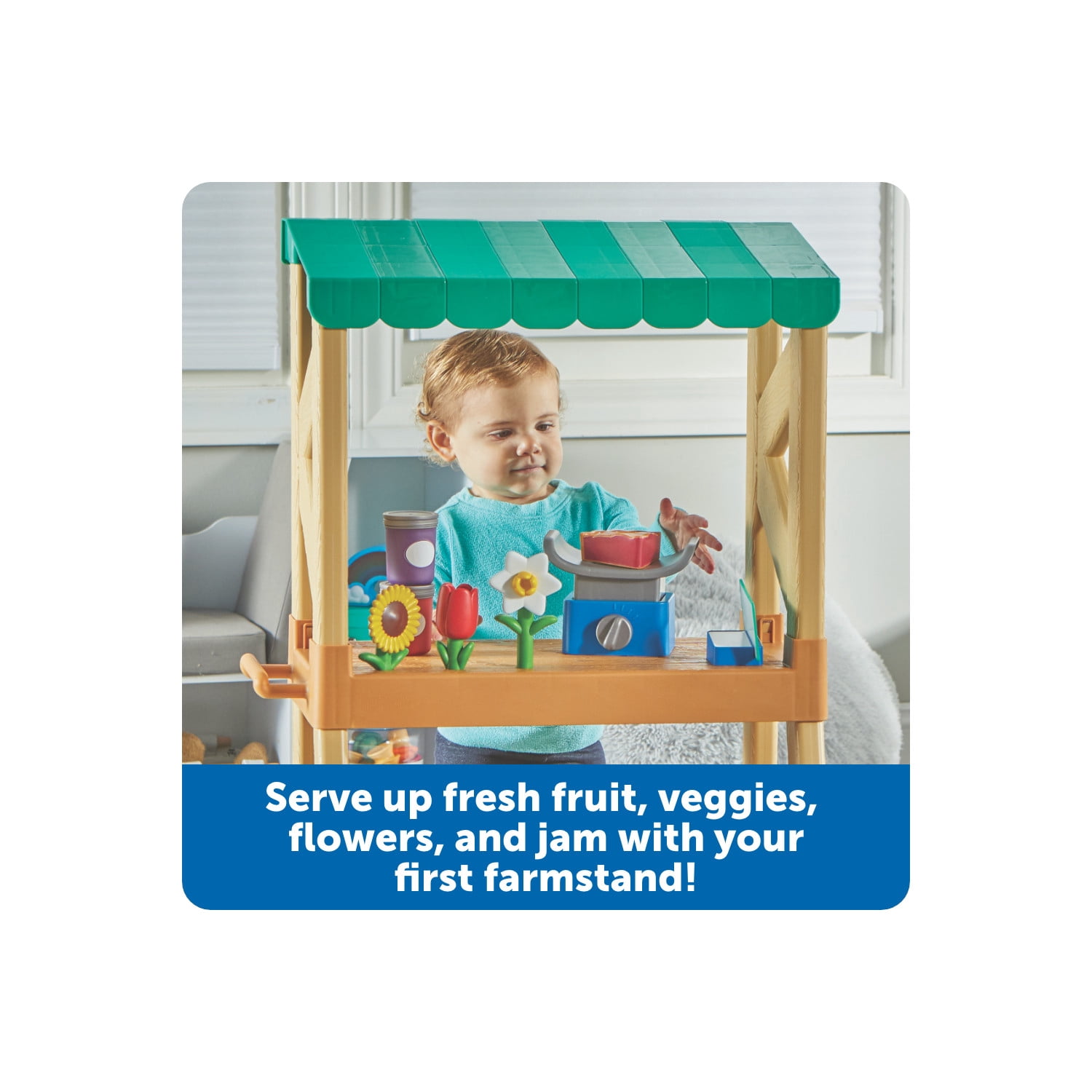 Learning Resources My First Farmstand Toy Farmers Market Cart With Play Food for Toddlers, Ages 2+