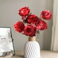 thumbnail image 4 of AUHomi 6PCS Red Artificial Rose – 14.9" Extra Large Faux Rose for Wedding, with Green Leaves, Rose Flower for Indoor Outdoor Event Decoration, Birthday Parties Décor, 4 of 9