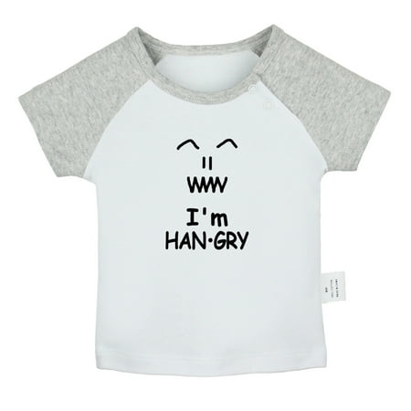 

I m Hangry Funny T shirt For Baby Newborn Babies T-shirts Infant Tops 0-24M Kids Graphic Tees Clothing (Short Gray Raglan T-shirt 6-12 Months)