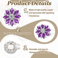 thumbnail image 3 of 6 Pcs Rhinestone Button Covers Decorative Clips with 10 Pcs White Sewing Buttons Detachable Marquise Sewing Replacement for Women Men DIY Crafts Accessories (Purple Blue/Silver), 3 of 6