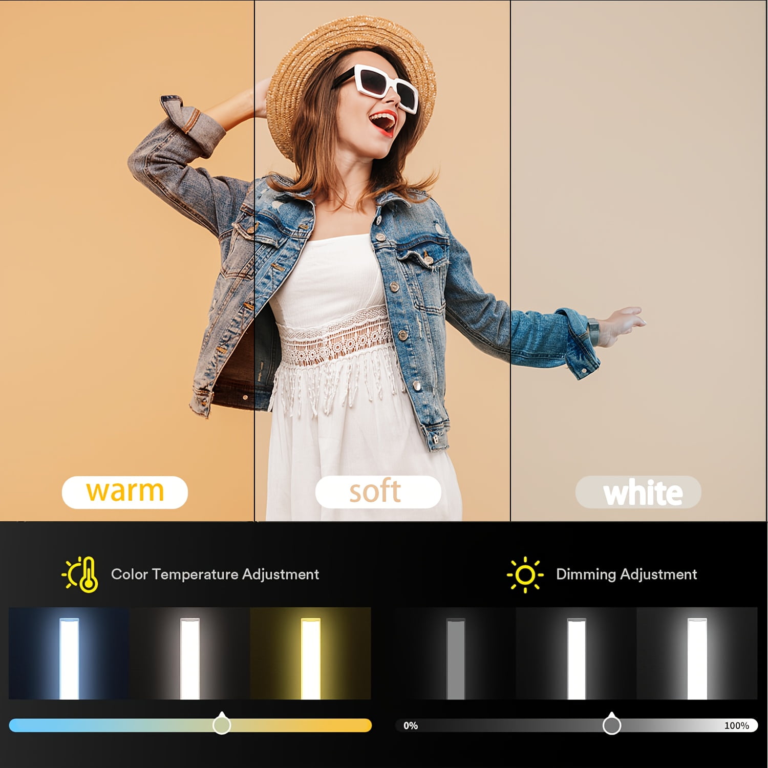 General LED Selfie Ring Light Kit with Dual Phone Stand - 3 Color Modes, 12 Brightness Levels, USB Powered - Ideal for Makeup, Photography & Video, Selfie Stick for Phone