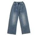 thumbnail image 7 of Wide Leg Denim Pants for Girls Casual Loose Baggy Jeans Elastic High Waist Jean Pants with Pocket Blue,7-8 Years, 7 of 7