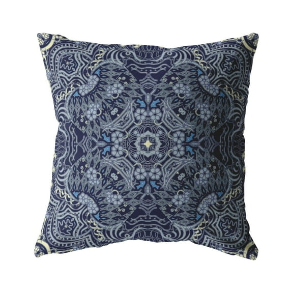 Tree of Life Indoor/Outdoor Fabric Pillow with Removable Cover in Blue 18x18