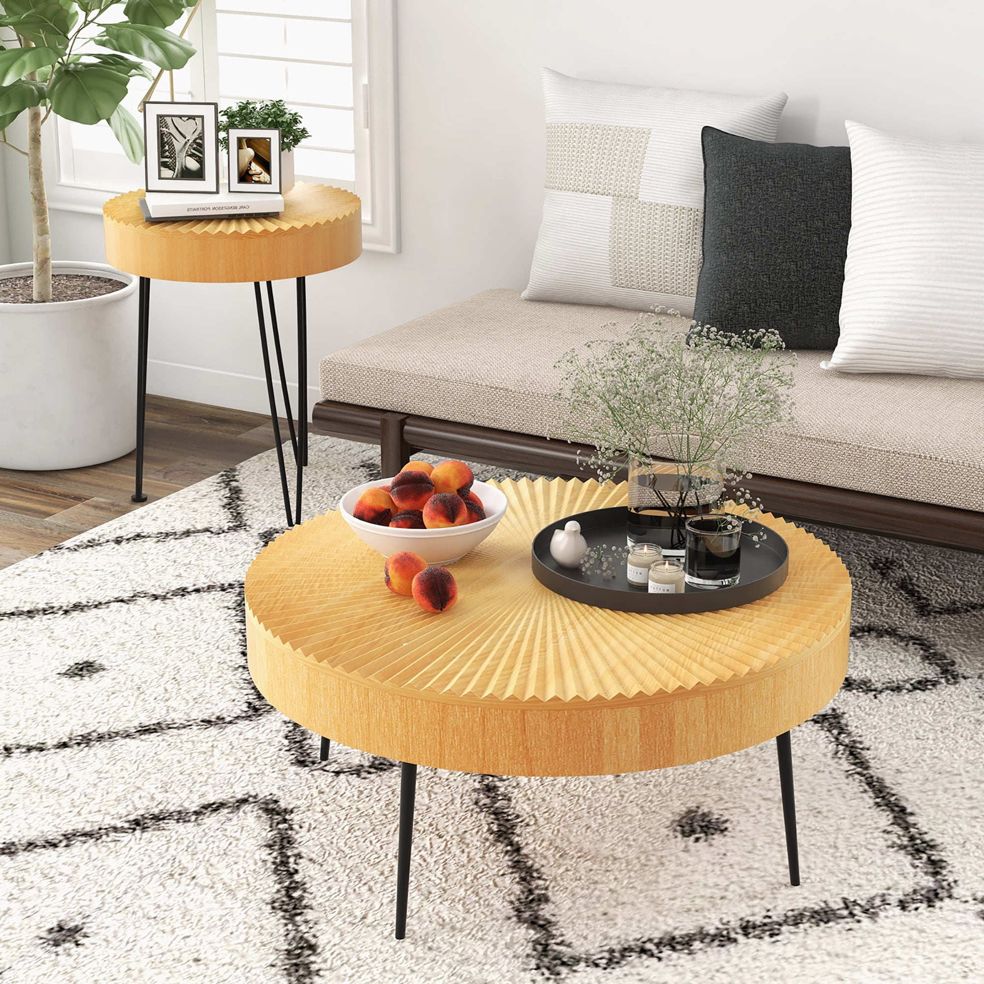 Round coffee 2024 table hairpin legs