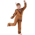thumbnail image 5 of FAOWME Kids Boys Halloween Set Long Sleeve Tassels Patchwork Top And Elastic Waist Pants Vintage Outfit For Party Dress Up,Brown,10-12 Years, 5 of 8