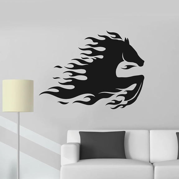Wild Animal Wall Decal Galloping Mustang Flame Fantastic Horse Door Window Vinyl Stickers Bedroom Study Office Home Decor 42x31cm