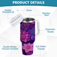 thumbnail image 4 of 40 oz Insulated Stainless Steel Tumbler Double Wall Stainless Steel Tumbler with 2-Way Drinking Lavender Bohemian Pattern, 4 of 9