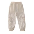 thumbnail image 6 of DJDLJWCJ Boys Cargo Pants 3-13 Multi-Pockets Lightweight School Uniform Pants Elastic Waist Baggy Pants Beige Size 6, 6 of 11