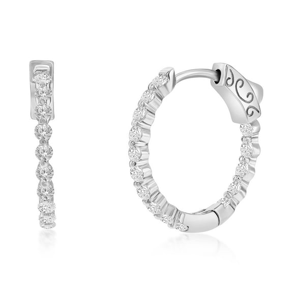 Beaux Bijoux 20MM Inside-Outside Hoop Earrings for Women in Sterling Silver - Fine Earrings Jewelry for Women - Round CZ Hoop Earrings for Her