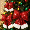 thumbnail image 4 of NWOKYZGH 1Pc Christmas Metallic Foil Cotton Bows Red Christmas Tree Bow Shiny Large Xmas Decorative Bows for Christmas Tree Wreath Garland Chair Holiday Ornament Decoration, 4 of 4