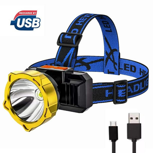 Lámpara Faro LED portátil de pesca nocturna, recargable por USB, resistente al agua