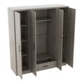 thumbnail image 4 of MODERNLUXE 4 Door Wardrobe Closet with 1 Drawer,Wooden Clothing Storage Cabinet with Hanging Rod and Shelves,Freestanding Armoire Closet for Bedroom,Gray, 4 of 8
