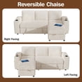 thumbnail image 5 of 85" Modular 3 Seat L Shaped Couch with comfortable Backrest|USB Ports|Cup Holders|Side Table|Storage Chaise Armrests, 5 of 8