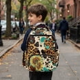 thumbnail image 6 of FKELYI Kids Backpack with Multi-Pockets 17 Inch Schoolbag for Elementary Student Boys Bookbag Sunflower Grunge Leopard Print Casual Daypack Travel Rucksack Knapsack for Girls, 6 of 7