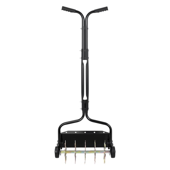 VEVOR Lawn Aerator, 18 in Manual Push Spike Aerator with 4 Wheels & Handle, Heavy Duty Grass Aerators, Supports 40 lbs Added Weight, Rolling Lawn Aeration Tool for Garden Yard Aeration Soil Health