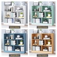 thumbnail image 4 of IOTXY Simple Bookcase with Base - 3 Tier 7 Cubes Freestanding Low Display Cabinet, Pear Yellow, 4 of 5