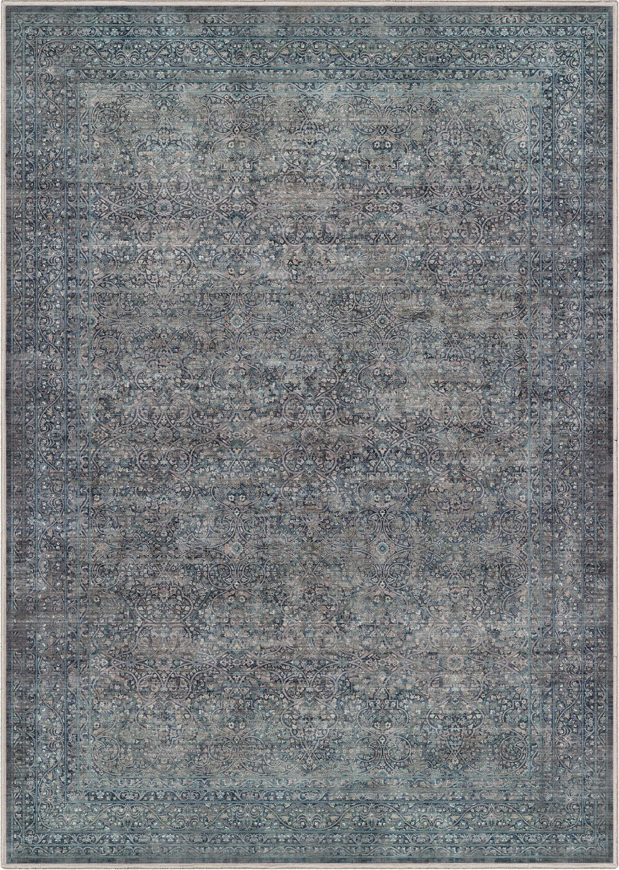 Well Woven Asha Juliette Vintage Oriental Blue 5'3" x 7'3" Machine Washable Area Rug