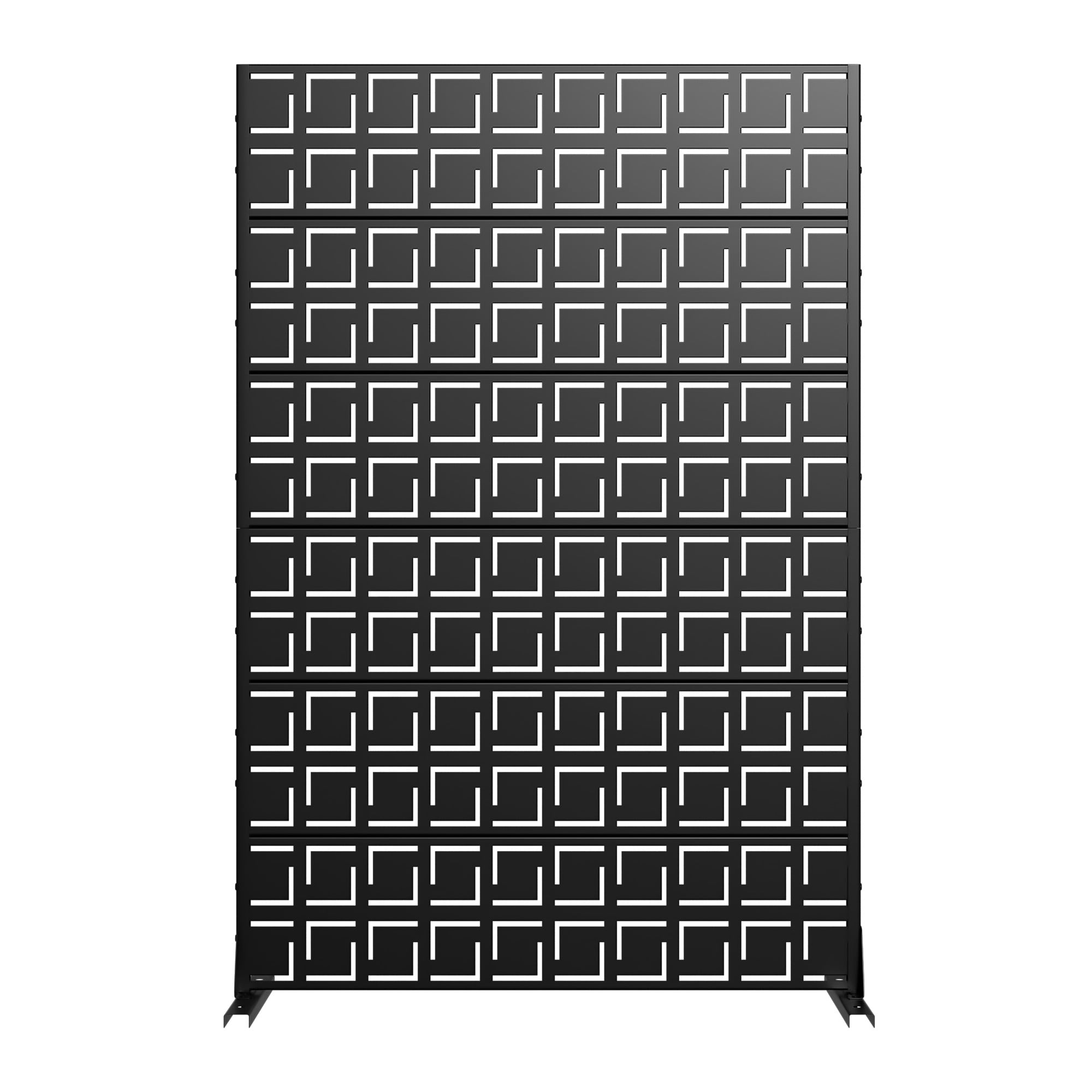 MAYEERTY 72 × 47in Outdoor Privacy Screen with Stand Metal Balcony Decorative Screen, Black