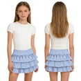 thumbnail image 4 of ATOGUTA Girl's Skirts Blue Elastic High Waist A-Line Short Mini Skirt for School Casual 3T-13, 4 of 7