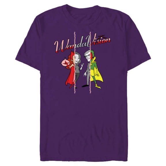 Marvel Studios WandaVision Logo Toon 1950s to 1990s Disney  - Short Sleeve Blended T-Shirt for Adults - Customized-Purple