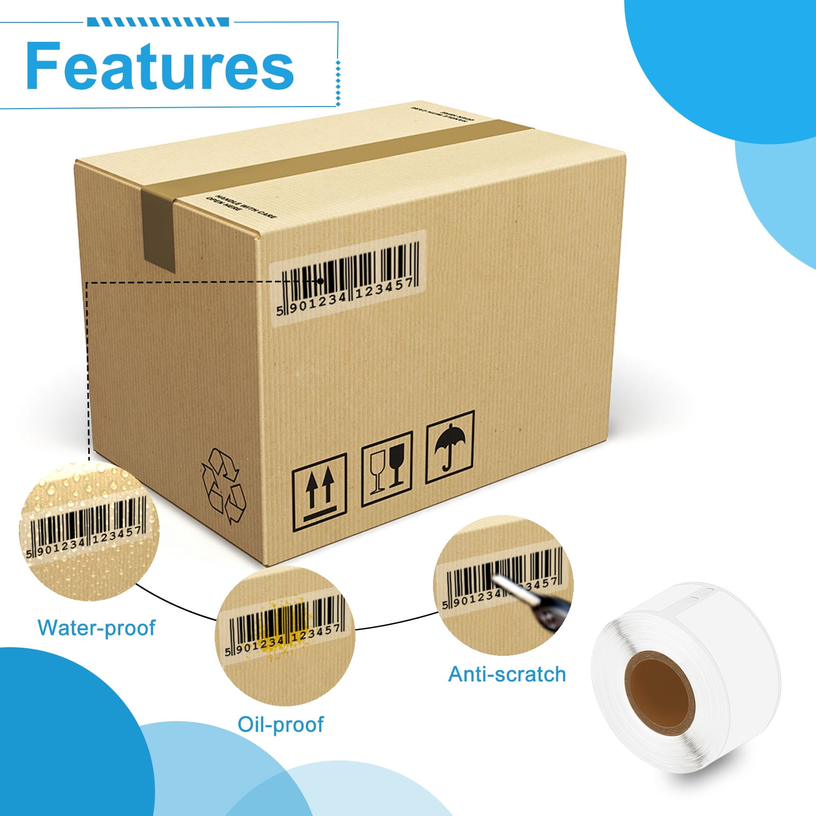 NineLeaf 4 Rolls Compatible for DYMO 30254 1-1/8 in x 3-1/2 in Clear Shipping Address Barcode Labels, 130 Labels Per Roll