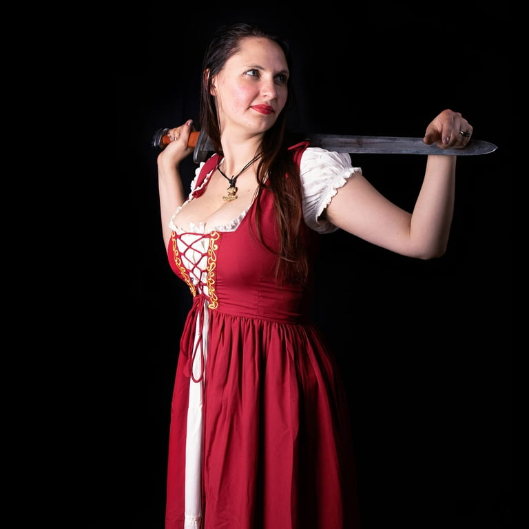 Mythrojan Women's Medieval Dress Renaissance Irish Celtic Overdress Costume Perfect for LARP, SCA, Renfairs, Cosplay Costume