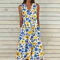 thumbnail image 2 of VBVC Women's Floral V-Neck Maxi Dress,Sleeveless Button Detail Flowy Dress For Women,Ladies Summer A-Line Beach Boho Sundress with Pockets,Yellow,S-5XL, 2 of 6