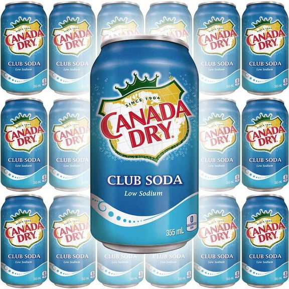 Canada Dry Club Soda Sparkling Seltzer Water, 12oz Can (Pack of 18, Total of 216 Oz) Party Drink