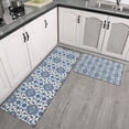 thumbnail image 2 of Blue Floral Ornament Pattern Kitchen Rugs Sets Of 2,Anti Fatigue Kitchen Mat Rugs Non Slip Washable,Decorative Kitchen Floor Mats for Kitchen,Sink,Laundry,17"x30"+17"x47", 2 of 7