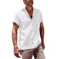 thumbnail image 1 of Blusa y camisa de cuello vuelto de manga corta para hombre, cárdigan de color liso de verano, camisa informal holgada de manga corta con bolsillo, camiseta/camisa de solapa de manga corta para hombre., 1 of 5