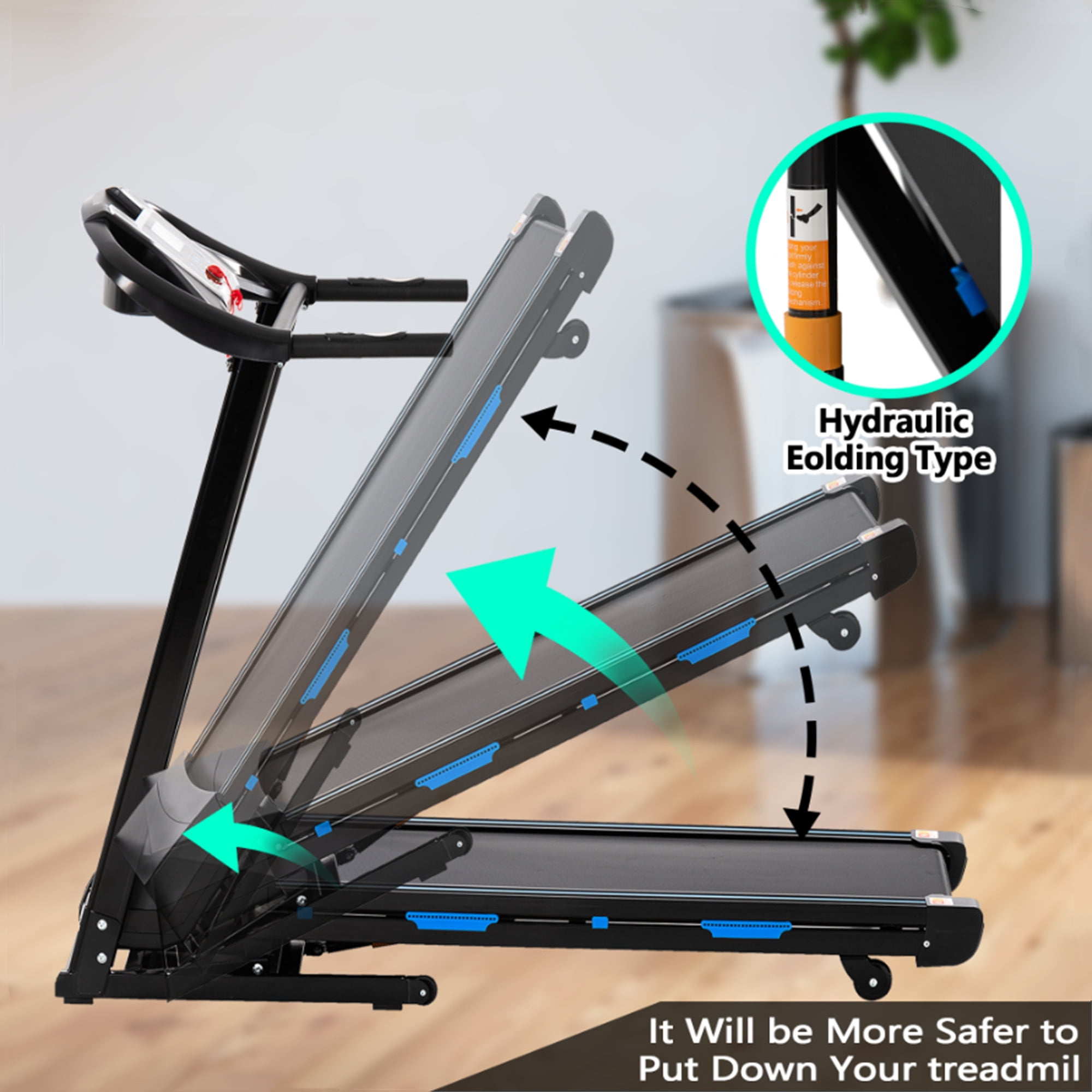 Aukfa Treadmill with Auto Incline, 350 lb Capacity, 3.25 HP Folding Electric Treadmill Running Machine 9 mph Max Speed