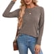 thumbnail image 3 of Camisas de Larga para Mujer, Cuello Redondo, Túnicas Casuales Caqui L, 3 of 8