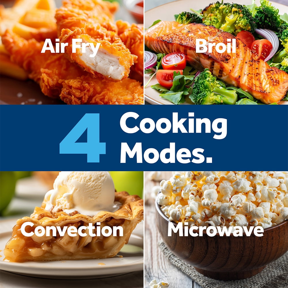 GE 3-in-1 Microwave Oven, 1,050 Watts Air Fryer, Broiler & Convection 1.0 Cu. Ft