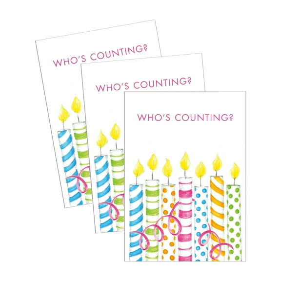 Funny Birthday Greeting Card (5" x 7") by Ann Scott Design | 3 Pack   3 Envelopes (Who's Counting)