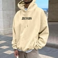 thumbnail image 5 of Love Jesus Hoodies for Men Christian Bible Verse Pullover Sweatshirt Casual Relaxed Fit Beige L, 5 of 5