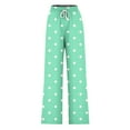 thumbnail image 4 of ClodeEU Women's Polka Dot Wide Leg Pants, Casual Printed Loose Fit Drawstring Trousers Mint Green,Womens Plus L, 4 of 4