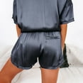 thumbnail image 3 of Satin Pajamas Women 2PC Set- Relaxed Fit Solid Color Nightdress Crew Neck Tops Shorts Sleepwear, 3 of 3