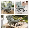 thumbnail image 6 of Villeston Oversized Outdoor Papasan Rocking Chair with Footrest, Heavy Duty Wicker Patio Egg Chair with Cushion ,Green, 6 of 7