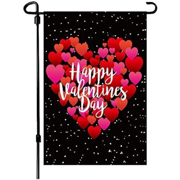 Valentine''s Day Flag,12x18 Inch Valentine''s Heart Garden Flag Double Sided Printing 2 Layer Burlap Valentine Flags for Your Valentine''s Day Decoration