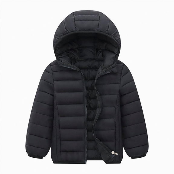 newwalpole Kids Boy Girl Winter Hooded Puffer Jackets Coats Light Weight Padded Outerwear(Black,10-11 Years)