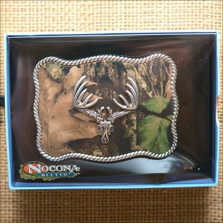 - M&F NOCONA CAMOUFLAGE MOSSY OAK BUCK SKULL ROPE EDGE BELT BUCKLE